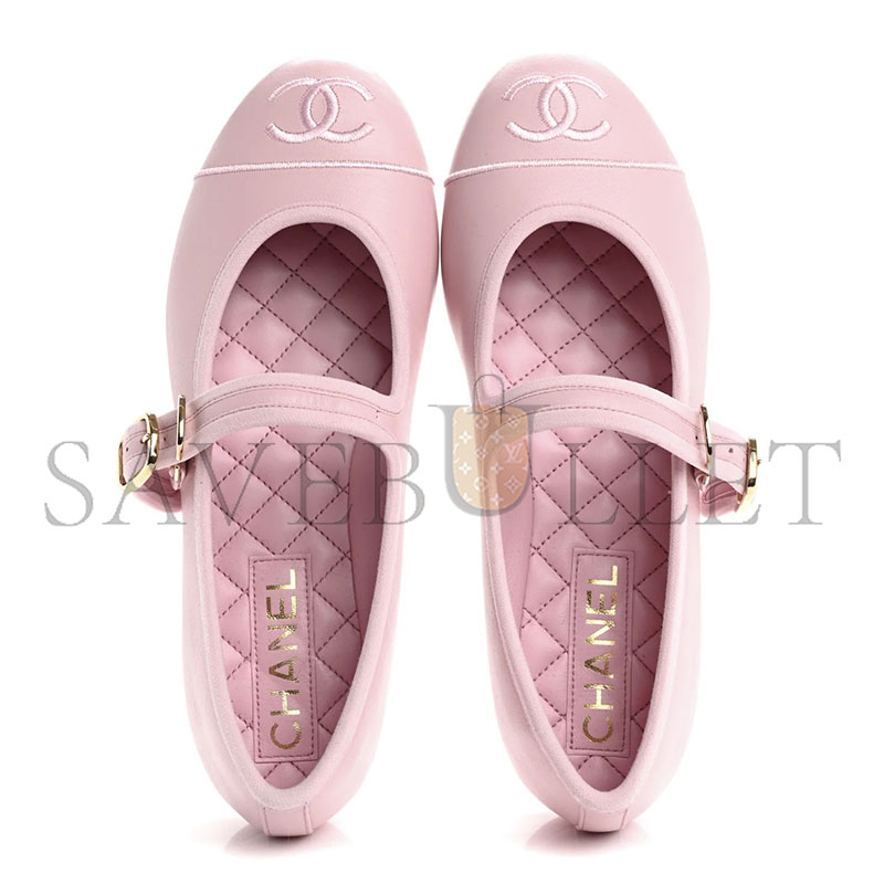 Ch**el lambskin mary jane flats pink